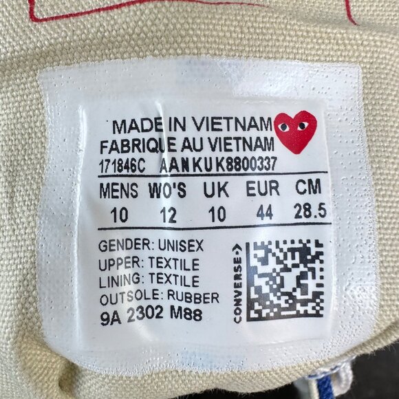 ⭐Converse Chuck 70 CDG Hi Mens Shoes Sz 10 Comme des Garcons PLAY Blue 171846C⭐ - Picture 10 of 10